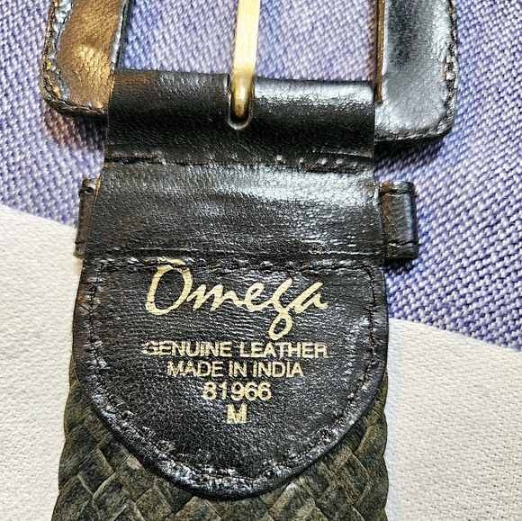 Vintage 90s Black Leather Woven Belt Medium - Picture 6 of 6